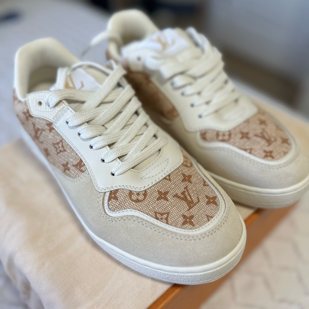 Louis Vuitton Monogram Sneakers in Cream and Tan